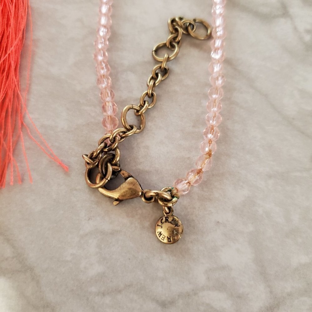 💕 J.Crew Light Pink Bright Beaded Strand Thread Tassel Pendant Necklace 💕 - Picture 7 of 8